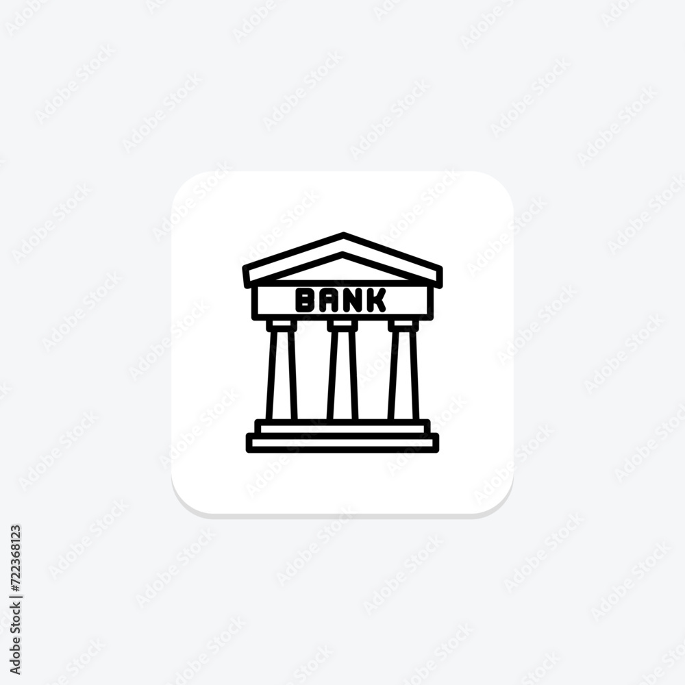 Bank icon, banking, finance, money, institution line icon, editable vector icon, pixel perfect, illustrator ai file Bank icon, banking, finance, money, institution line icon, editable vector icon, pixel perfect, illustrator ai file