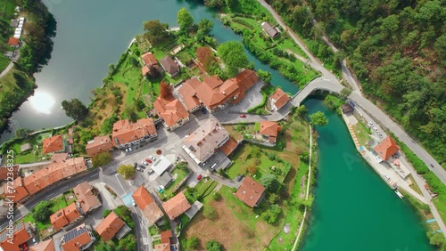 Aerial view of the Kanal ob Soci town in Slovenia. photo