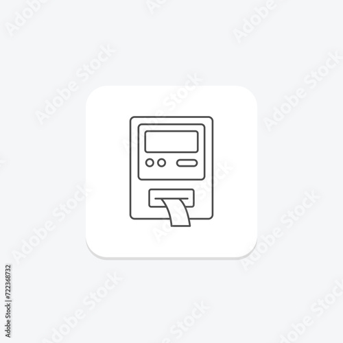 Atm Machine icon, cash, finance, banking, automated teller machine thinline icon, editable vector icon, pixel perfect, illustrator ai file