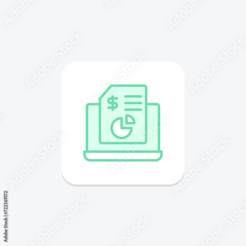 Online Financial Report icon, finance, report, analysis, digital report duotone line icon, editable vector icon, pixel perfect, illustrator ai file