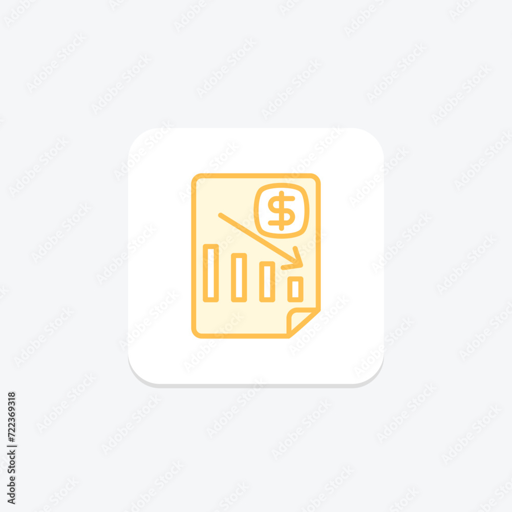 Recession icon, economic downturn, finance, arrow down, financial crisis duotone line icon, editable vector icon, pixel perfect, illustrator ai file Recession icon, economic downturn, finance, arrow down, financial crisis duotone line icon, editable vector icon, pixel perfect, illustrator ai file