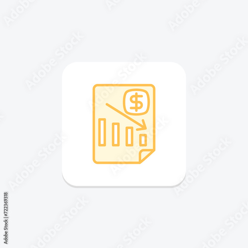 Recession icon, economic downturn, finance, arrow down, financial crisis duotone line icon, editable vector icon, pixel perfect, illustrator ai file