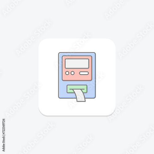 Atm Machine icon, cash, finance, banking, automated teller machine lineal color icon, editable vector icon, pixel perfect, illustrator ai file