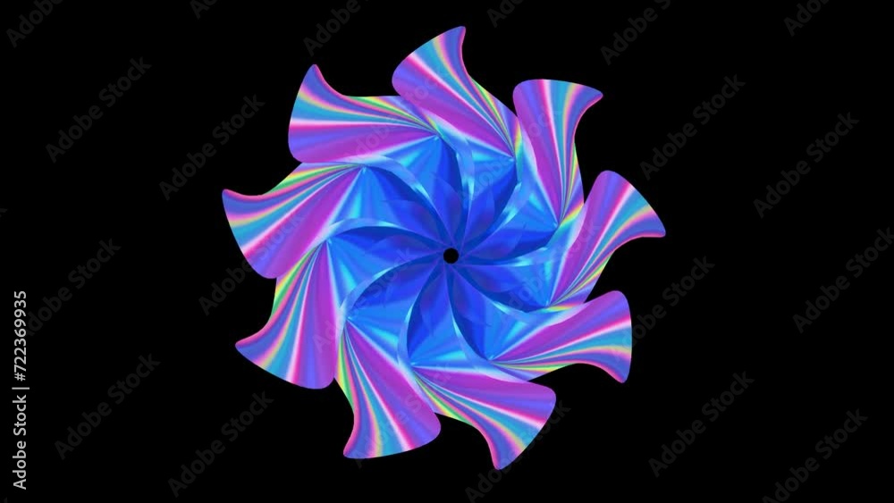 Animated abstract colorful flower. 3D loop animation.