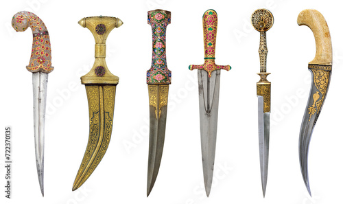 Photos Ancient ornate dagger set isolated