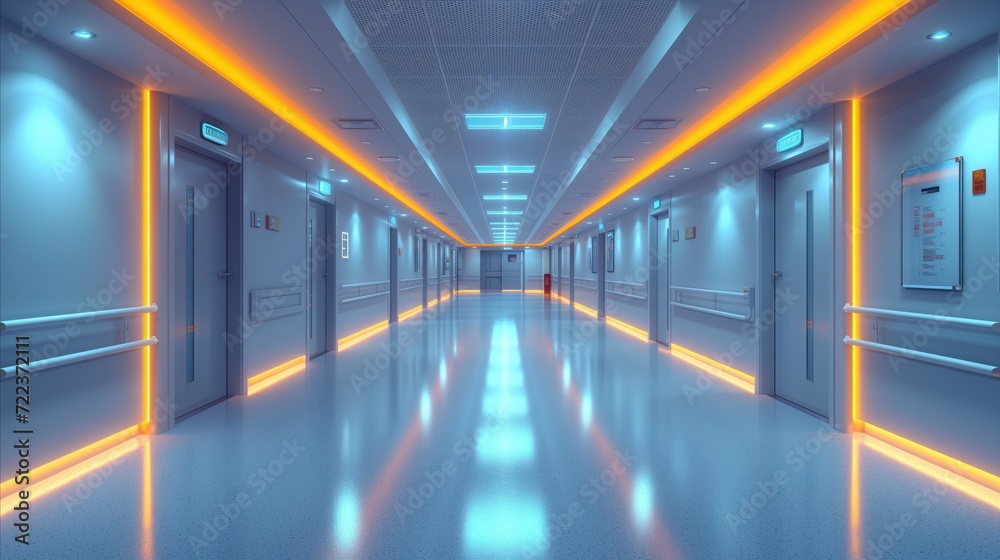 Vibrant Neon-Lit Hallway With Extended Path