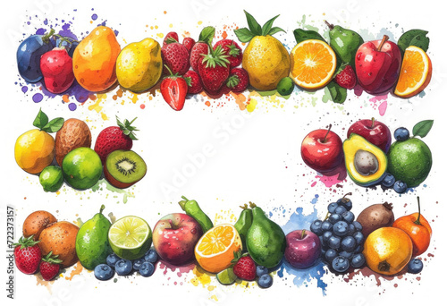 Watercolor fruits and berries