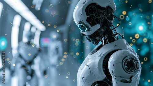 Anthropomorphic robot indoors - AI Generated © Curva Design