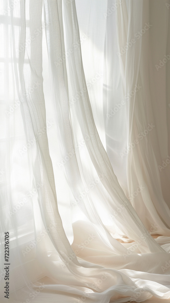 Flowing white linen curtains, soft gentle waves. Aesthetic instagram stories background or template Flowing white linen curtains, soft gentle waves. Aesthetic instagram stories background or template