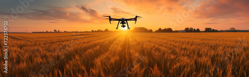 New generation food production, qualified agriculture, more efficient production theme with drones and smart applications photo
