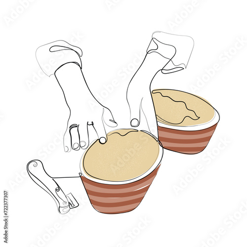 Hand drawn line art vector of Sourdough making. Sourdough freestyle art. Vector for postcards.