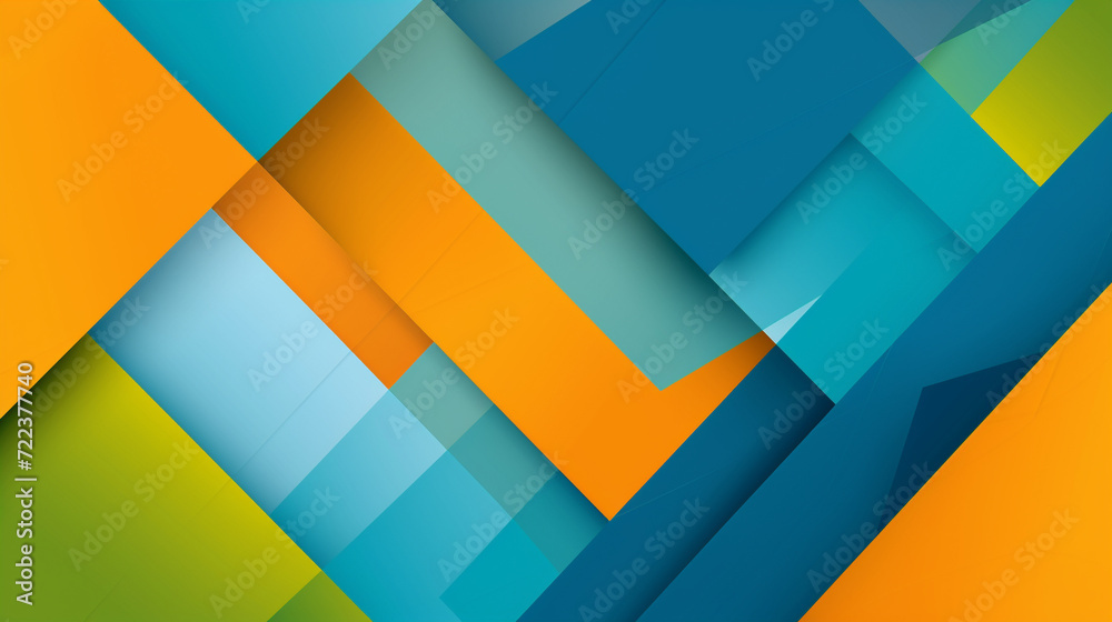 Blue, green, and orange color geometric background presentation design. Abstract PowerPoint and Business background.