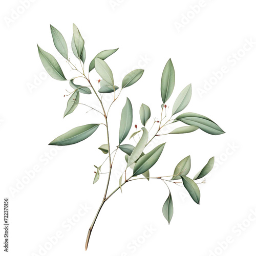 Close up green branch with leaf of eucalyptus isoleted on transparent background 
