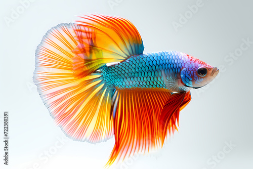  Siamese Fighting Fish. Isolation on the white