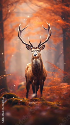 Majestic Red Deer Stag in Vibrant Autumn Forest: A Salute to European Wildlife