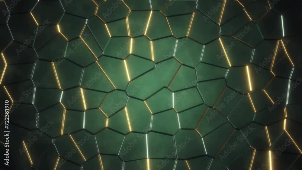 Moving golden mosaic on a green background. Stylized pattern creative digital background 4k Moving golden mosaic on a green background. Stylized pattern creative digital background 4k