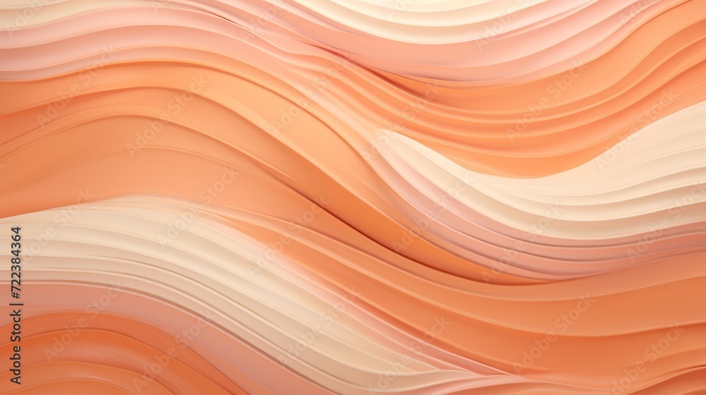 A mesmerizing pattern of wavy lines flowing horizontally across frame, soft, undulating curves are rendered in soothing palette of peach, cream, and white hues, creating sense of movement and rhythm A mesmerizing pattern of wavy lines flowing horizontally across frame, soft, undulating curves are rendered in soothing palette of peach, cream, and white hues, creating sense of movement and rhythm