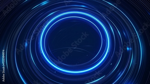 Abstract glowing circle lines on a dark blue background, abstract background, background, glowing background,, black glowing background, background