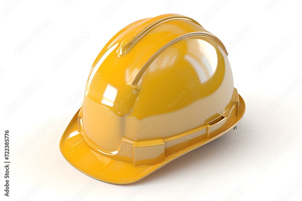 Yellow safety helmet isolated on white background. essential protective gear for construction workers. simple, clean design. AI Yellow safety helmet isolated on white background. essential protective gear for construction workers. simple, clean design. AI