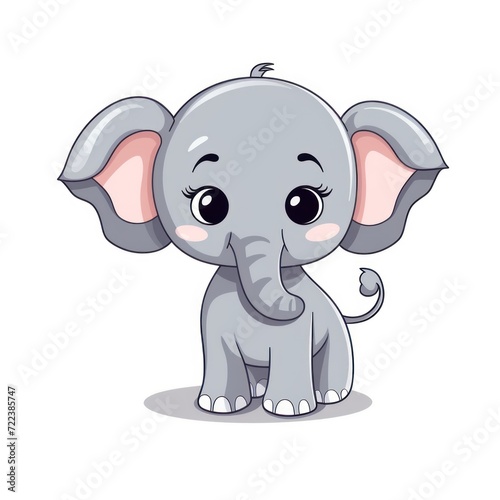 A cartoon baby elephant with big ears and a cute smile.