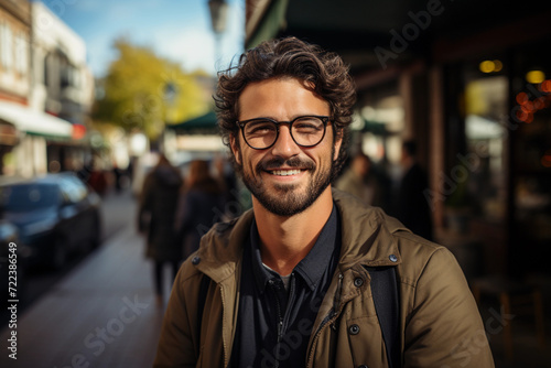 Latin man in glasses smiling