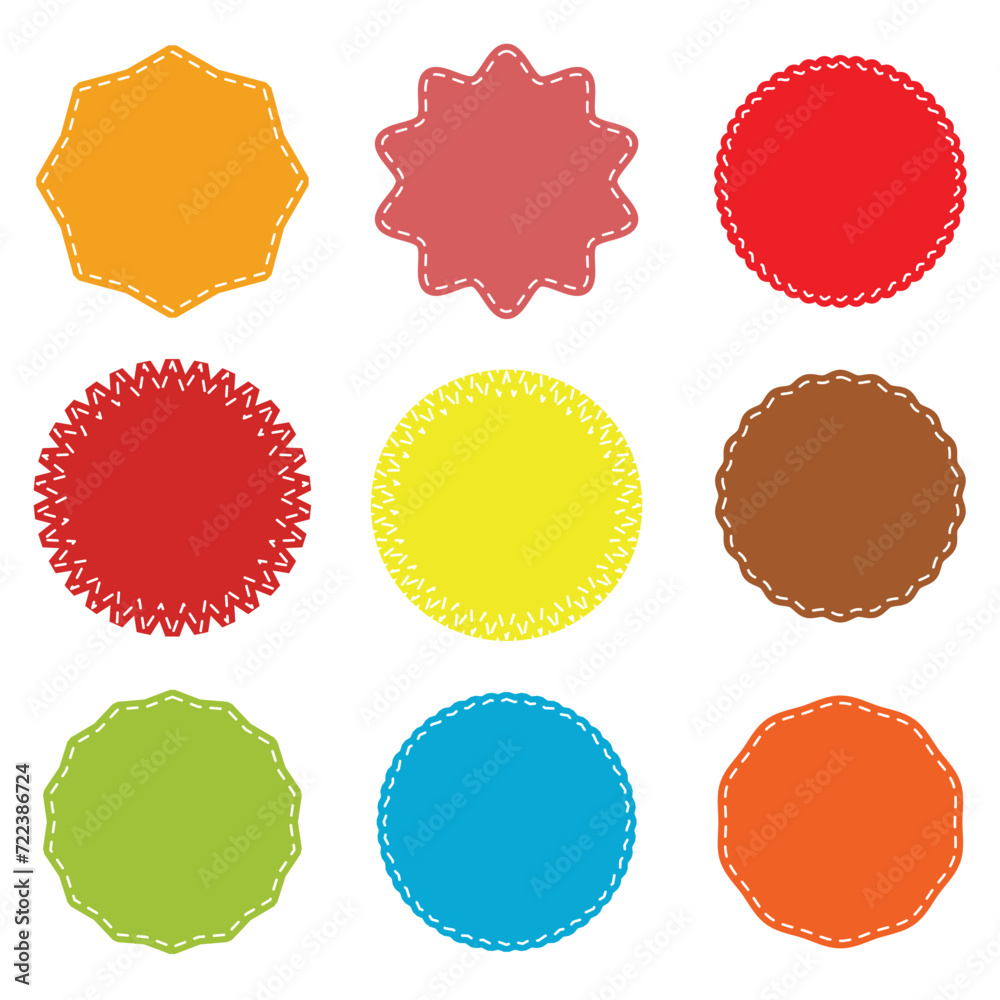 Starburst sticker. Vector. Star burst price icon. Round sale tag badge. Circle sale buttons. Sunburst label isolated on white background. Set red shapes. Color illustration. eps 10