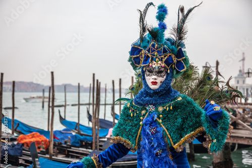 Blue Venetian Peacock Disguise, Venice Carnival