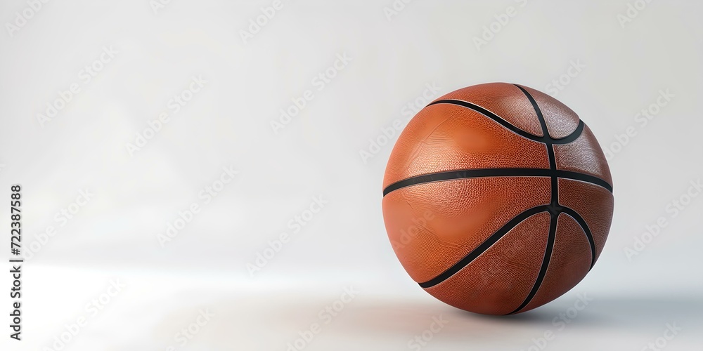 Basketball on a white background portrays simplicity and focus. ideal for sports themes and minimalist design. AI