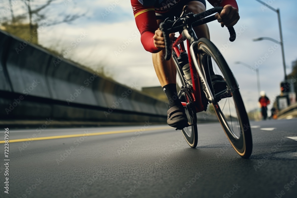 Fototapeta premium detailed plan of a racing bicycle on asphalt