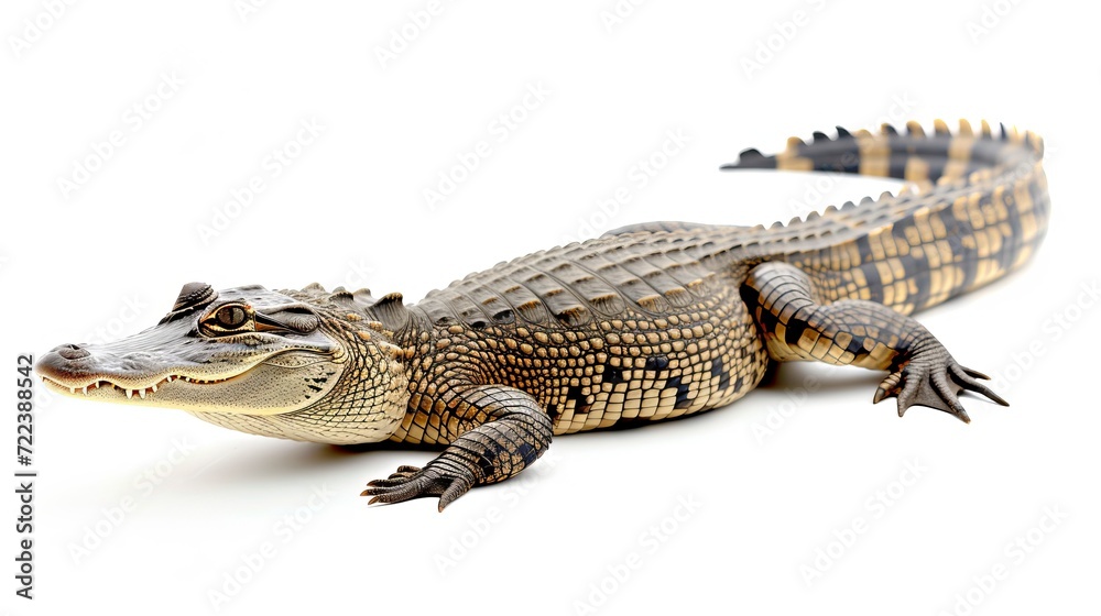 Isolated alligator on white background for wildlife and nature concepts in stock photos