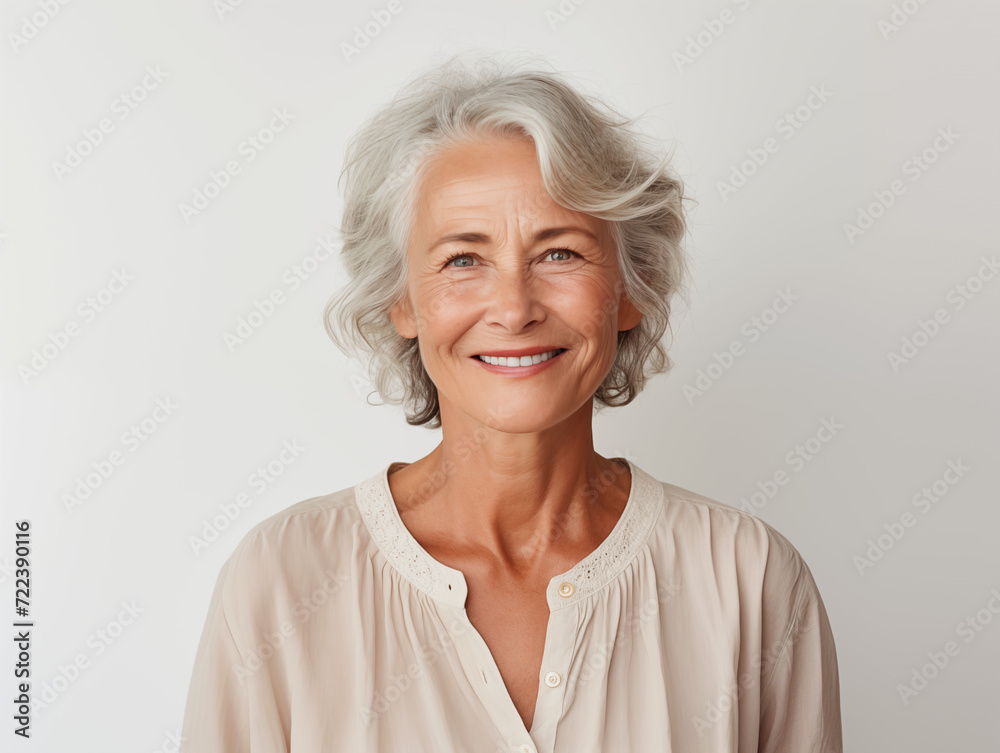 Portrait of happy senior woman on white background Portrait of happy senior woman on white background