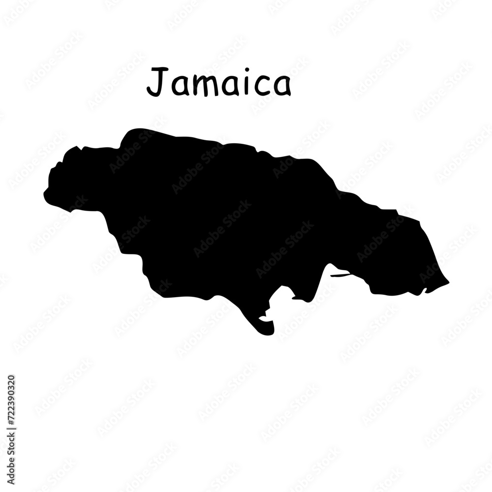 Jamaica black  map on world map 