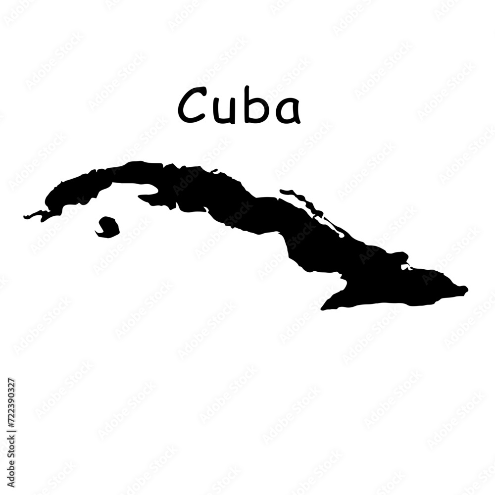 Cuba map on black colour Cuba map on black colour