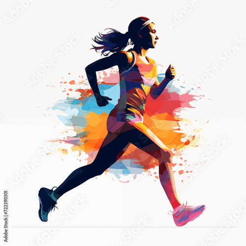 Athletic Woman Doing Exercises Running and Cardio in Marathon or Race Living an Active Lifestyle Isolated Vector Image on White Background