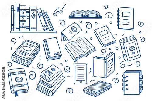 Books set. Hand drawn vector illustration