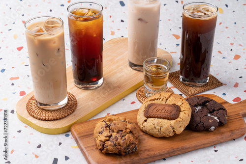 americano, coffee, latte, ice, Dutch coffee, Dutch latte, milk tea, levan cookie, cookie, smore cookie, chocolate photo