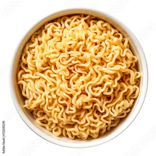 bowl of instant noodles, top view, isolated on a transparent background