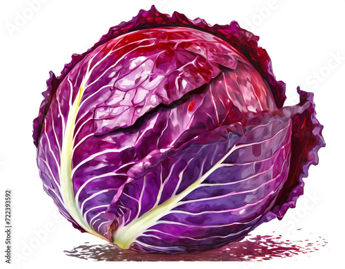 ganzer Rotkohl isoliert auf weißen Hintergrund, Freisteller  photo