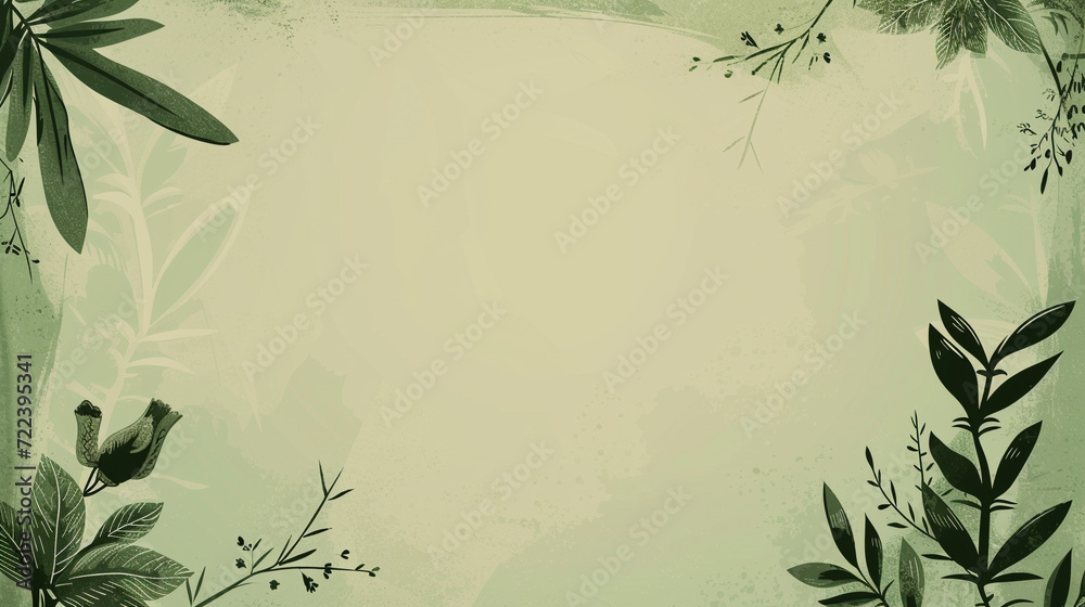 Sage and pine green colors vintage background vector presentation design with copy space