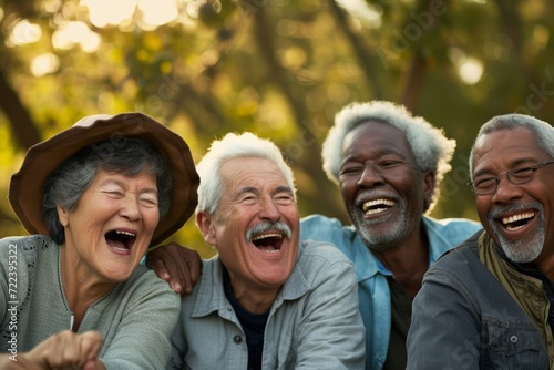 group of laughing aged peole with silver hair
