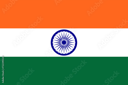 Orange white and green national flag of Asian country of India. Illustration made January 28th, 2024, Zurich, Switzerland.