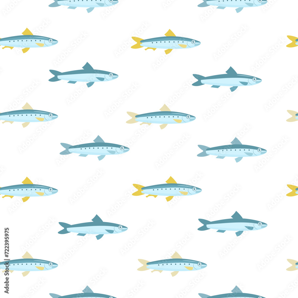 Obraz premium Fish seamless pattern. Vector color image background.