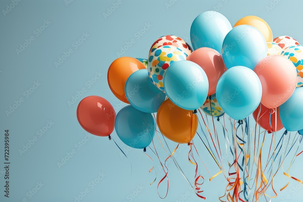 Colorful balloons on a light blue background. Copy spase Colorful balloons on a light blue background. Copy spase