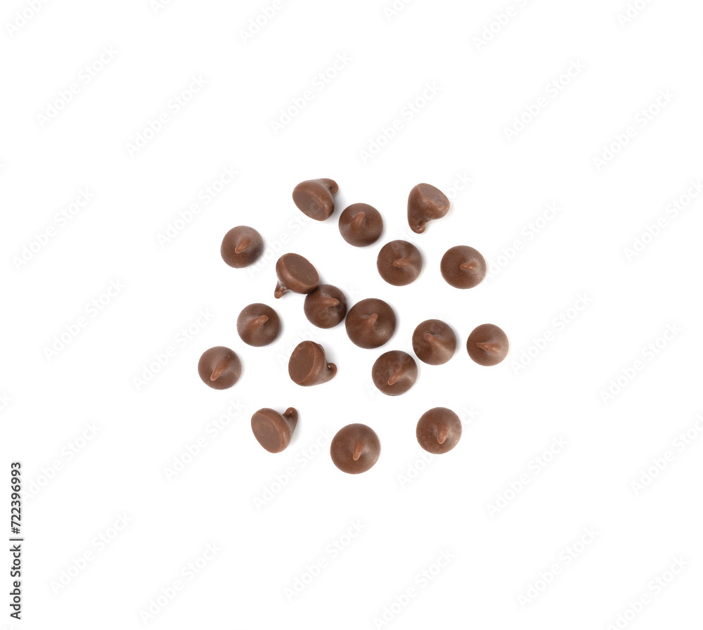 Chocolate Chips Isolated, Scattered Chocolate Sprinkles, Decorative Cocoa Drops, Cookie Decoration Ingredient Chocolate Chips Isolated, Scattered Chocolate Sprinkles, Decorative Cocoa Drops, Cookie Decoration Ingredient