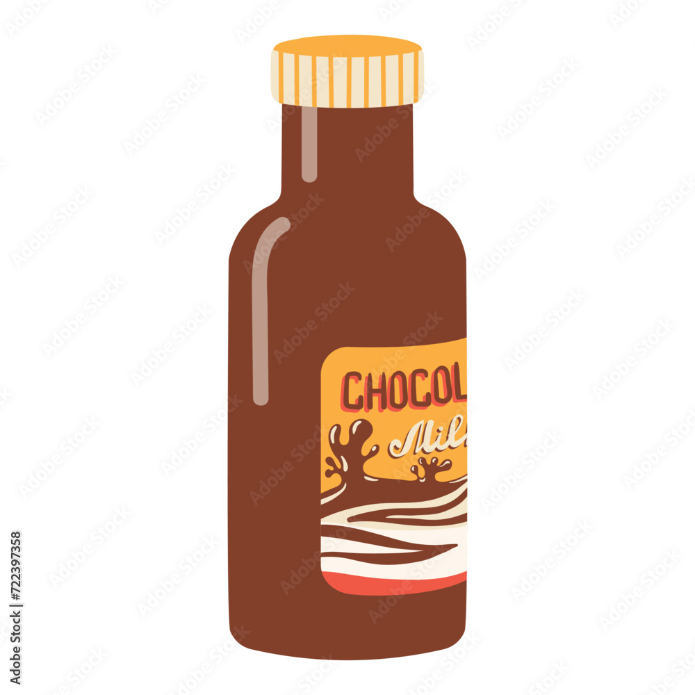 Chocolate milk bottle. Chocolate drink bottle. Vector hand drawn cartoon dairy chocolate product bottle illustration on white background. Chocolate milk bottle. Chocolate drink bottle. Vector hand drawn cartoon dairy chocolate product bottle illustration on white background.