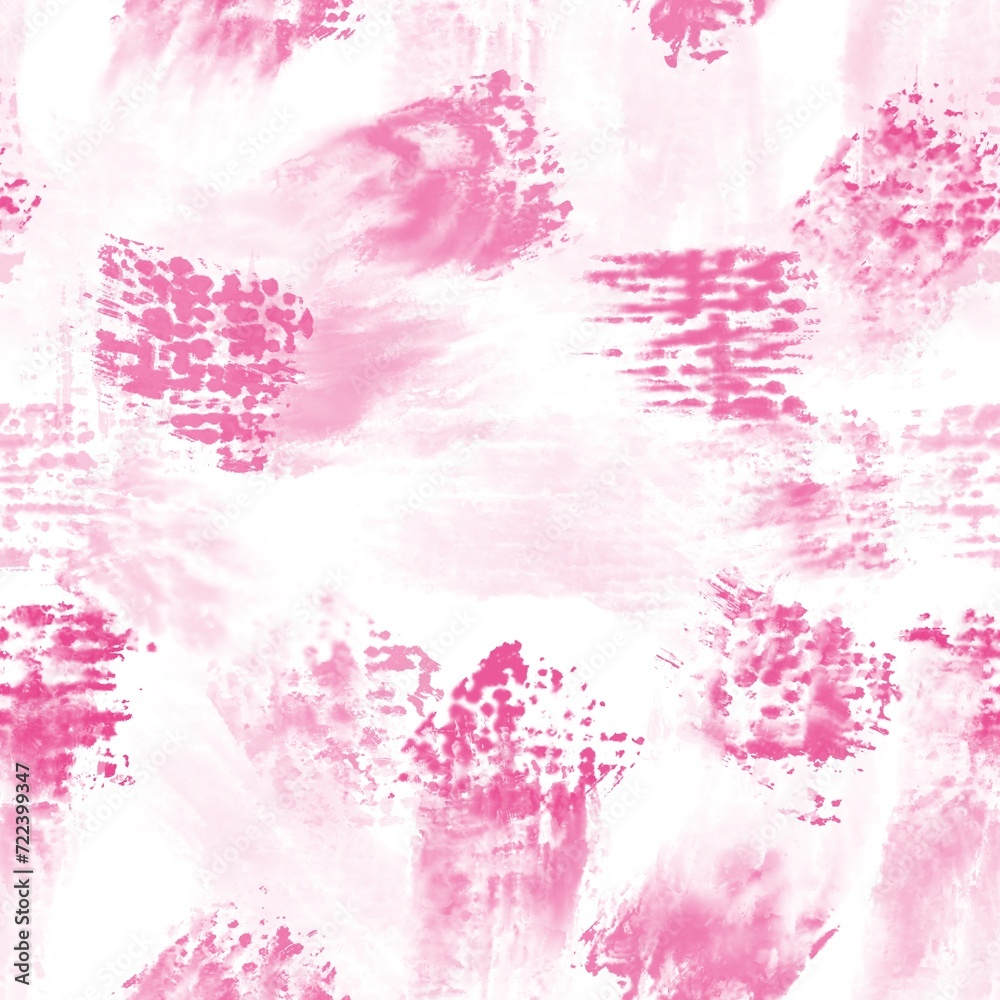 Seamless abstract pattern. Simple background with pink, magenta, white texture. Digital brush strokes background. Design for textile fabrics, wrapping paper, background, wallpaper, cover.