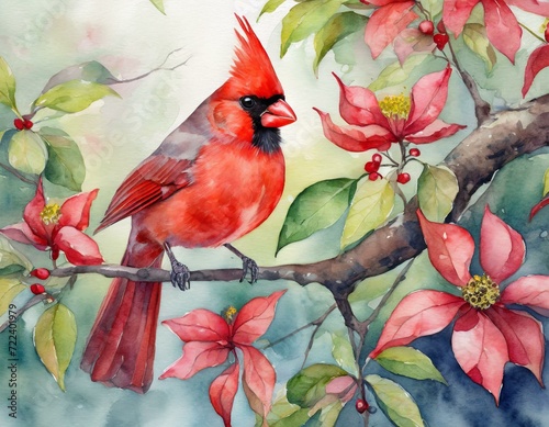 Red Cardinal in Dogwood Tree © Zach