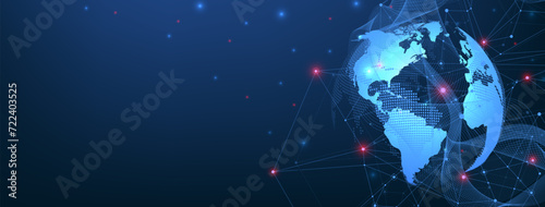 Global network connection concept. Big data visualization. Social network communication in the global computer networks. Internet technology. Business. Science. Vector illustration