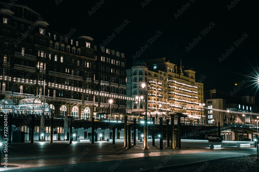 Night view of Brighton with random lights and reflections, East Sussex, England Night view of Brighton with random lights and reflections, East Sussex, England