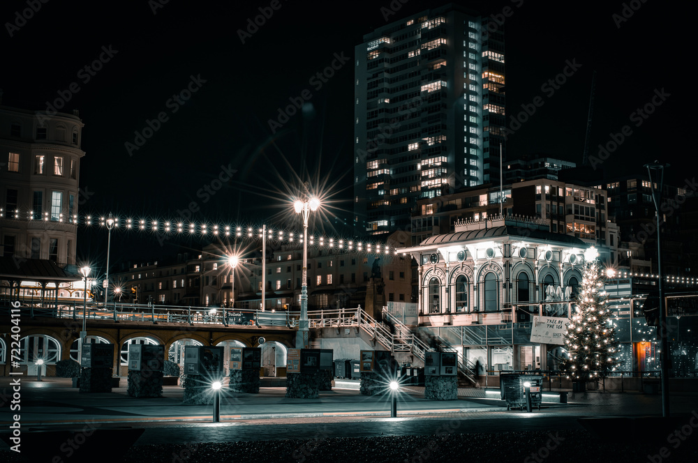 Night view of Brighton with random lights and reflections, East Sussex, England Night view of Brighton with random lights and reflections, East Sussex, England